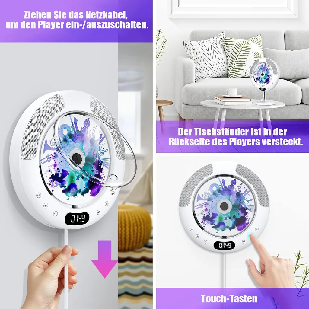 Chaîne Hi-Fi Compacte Lecteur CD MP3 avec Bluetooth et Télécommande Zen