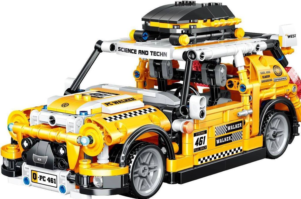 Zhe Gao QL0461 Technik Auto gelb Klemmbausteine 606pcs Spielzeug Bausatz