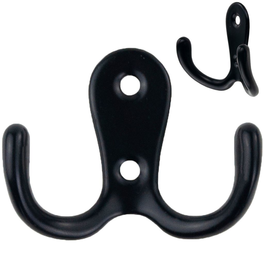 Kleidung Handtuchhalter Für Flur Doppelhaken Schwarz Metall Produktbild 