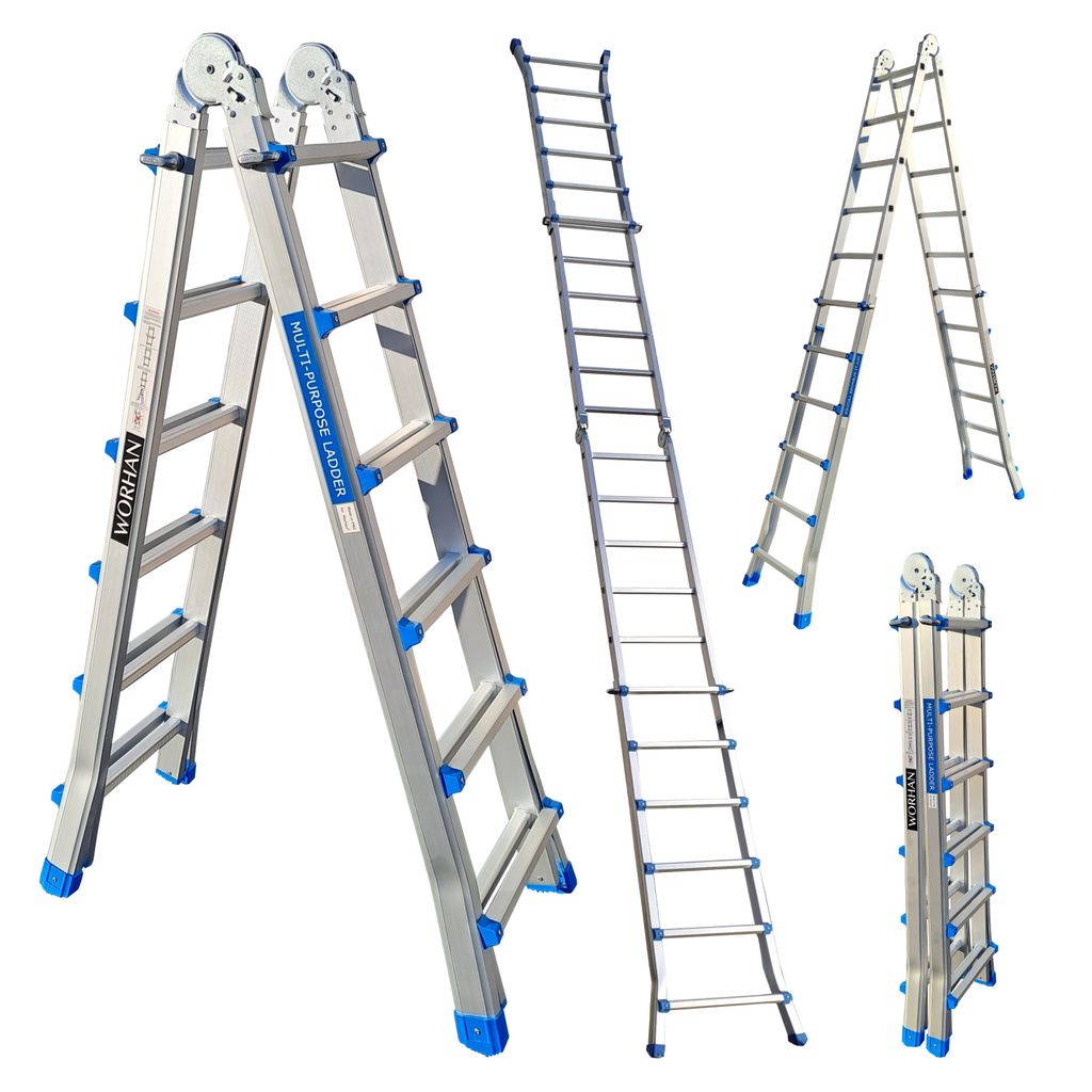 WORHAN Teleskopleiter 587cm Leiter Anlegeleiter Klappleiter Produktbild 
