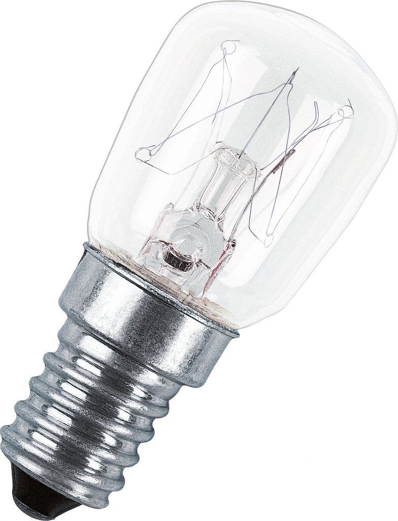 A clear glass light bulb with a silver screw base.