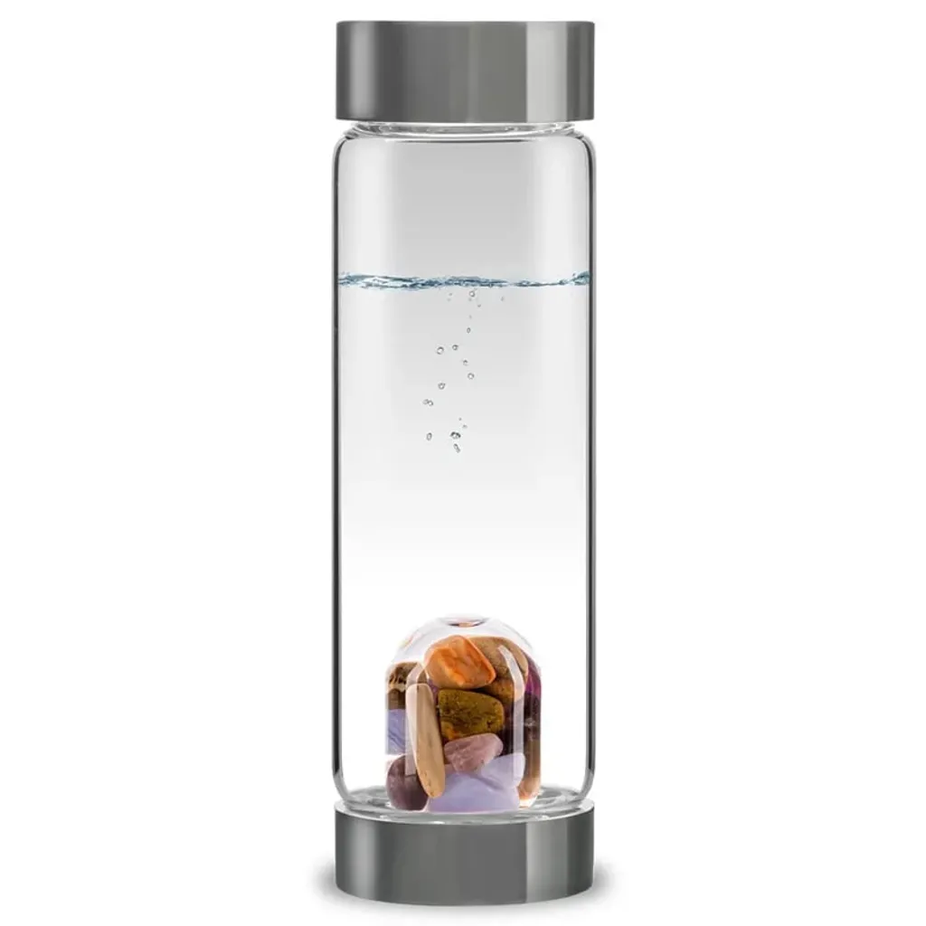 Vitajuwel Via Bouteille en Verre Borosilicaté 500 ml aux Pierres Fines