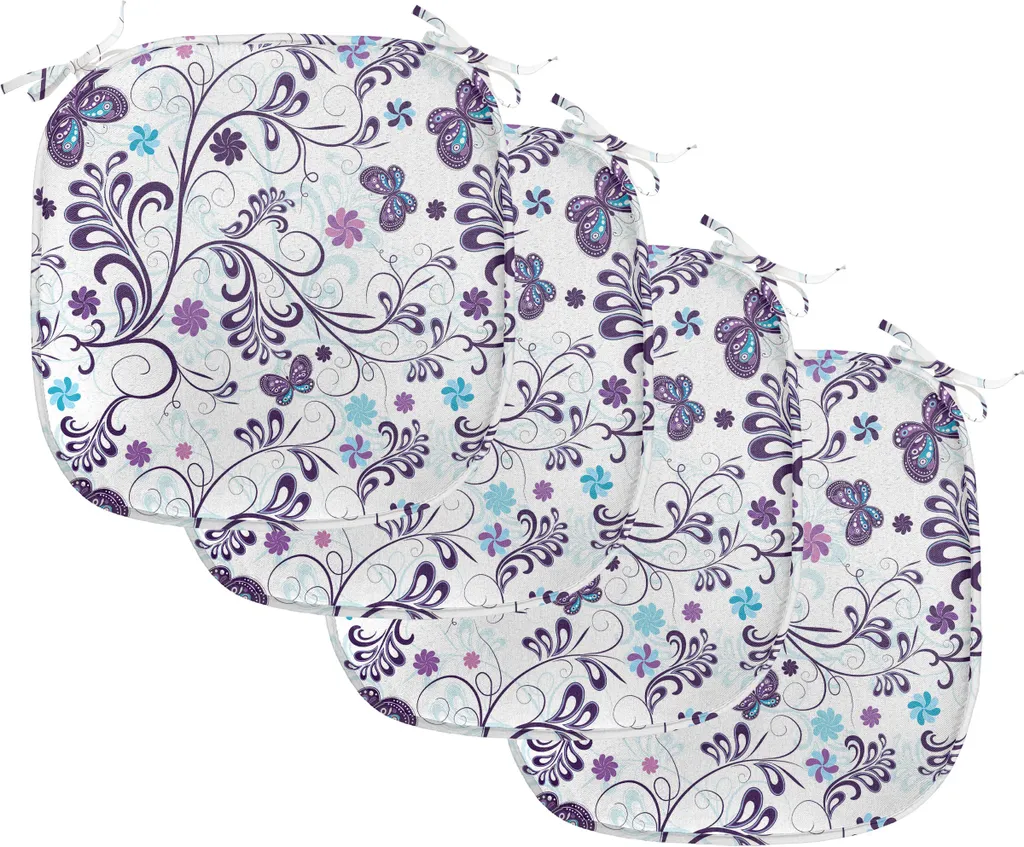 Set 4 Cuscini Sedie 40x40 ABAKUHAUS Farfalle Viola e Azzurro - Cucina
