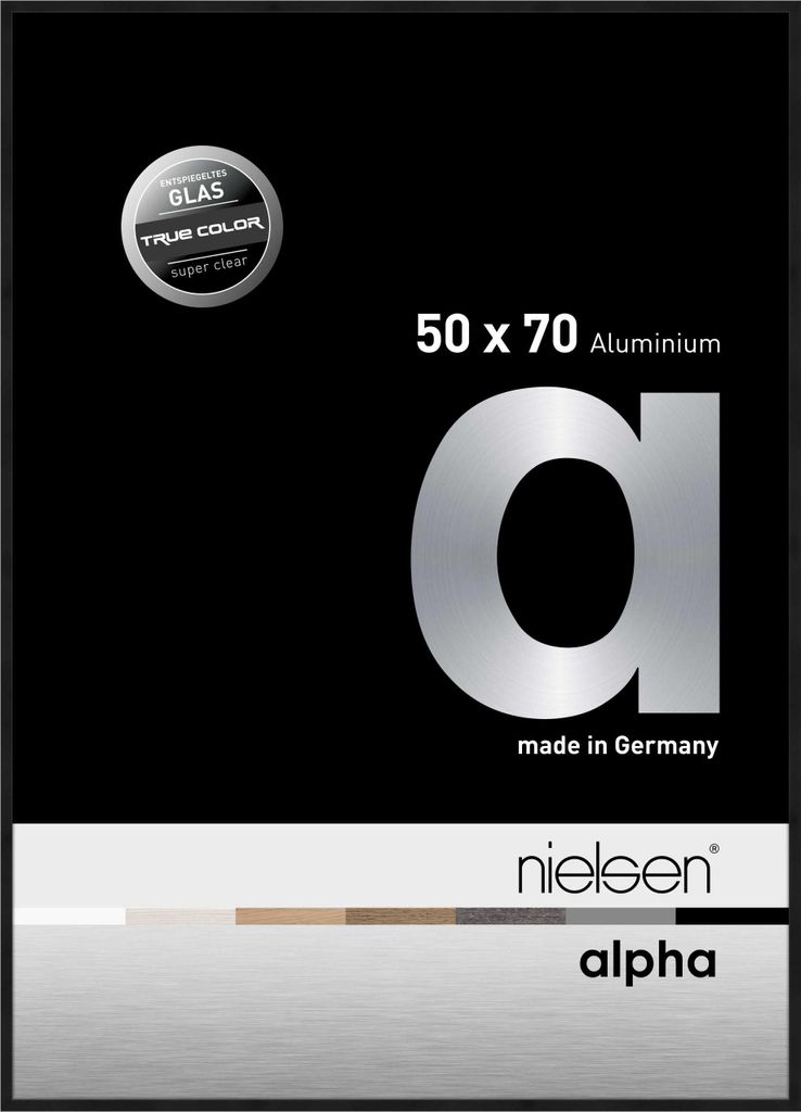 nielsen Aluminium Bilderrahmen Alpha True Color, 50x70 cm, Eloxal Schwarz Matt