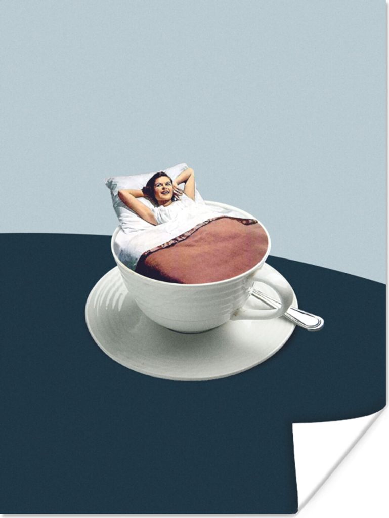 MuchoWow Poster Frau - Kaffee - Jahrgang 30x40 cm - Wandplakat - Poster Kinderzimmer