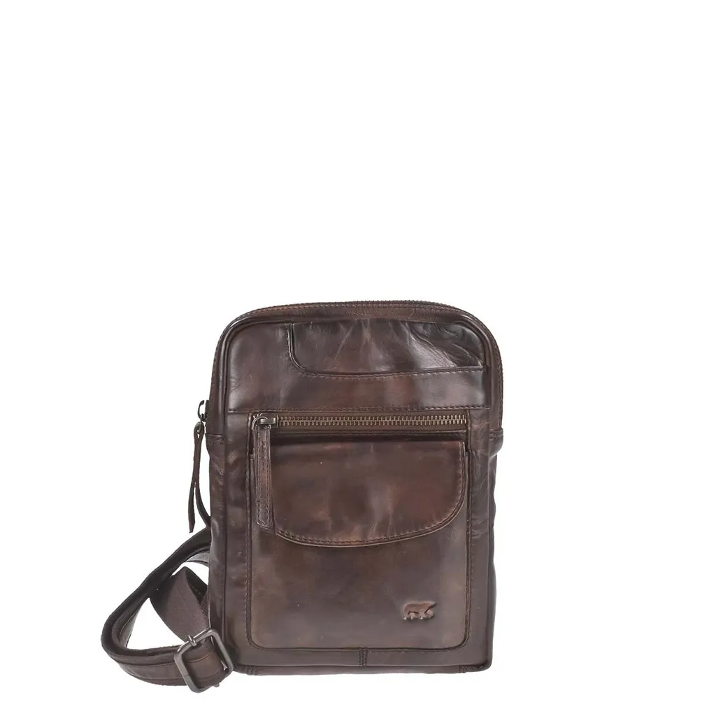 Sacoche Homme en Cuir Brun 19x24cm - Petit Sac à Bandoulière Souple