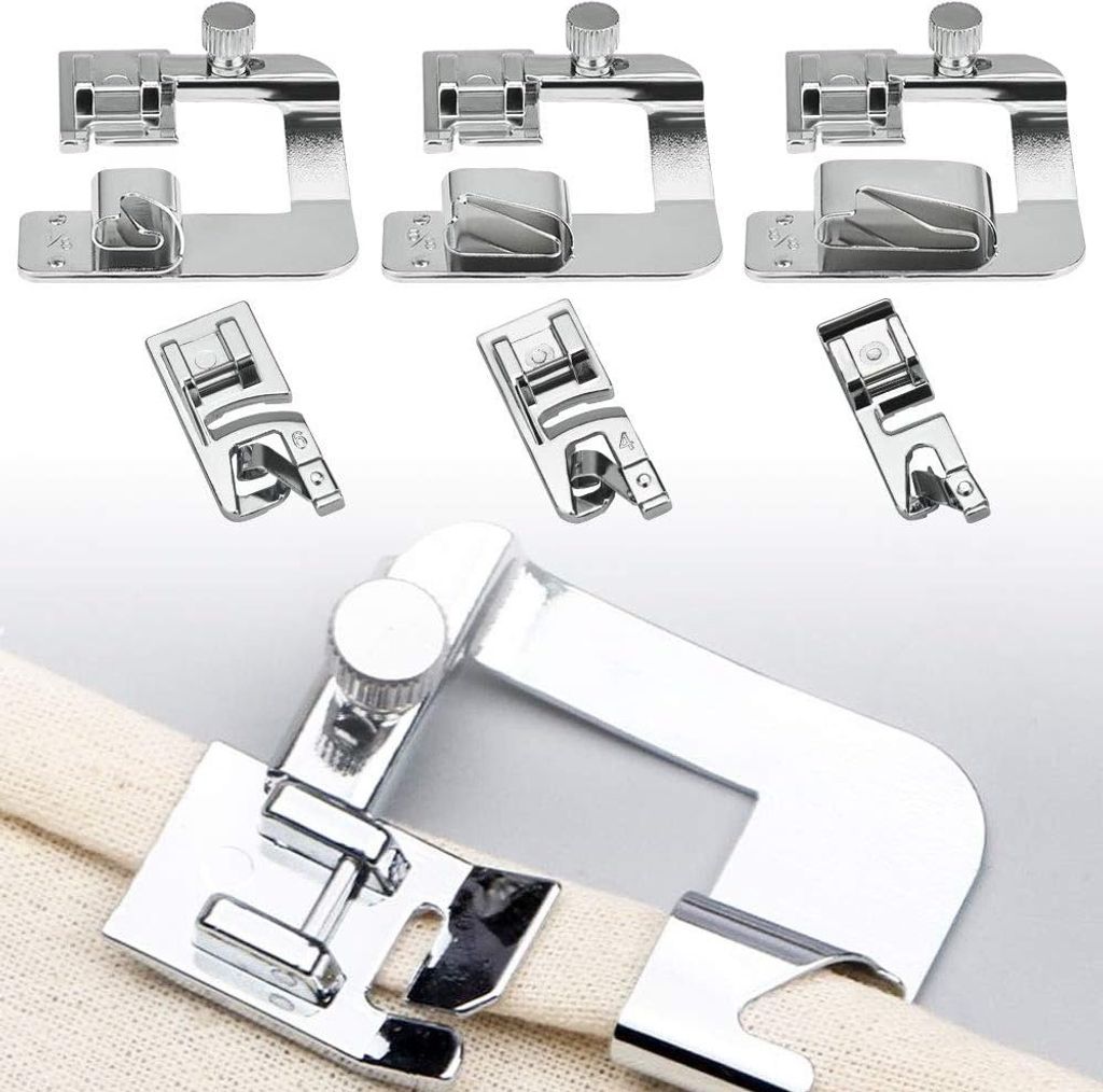 6 Stück Nähfüsse Edelstahl Nähmaschine Saumfuß Saumfuss Produktbild 