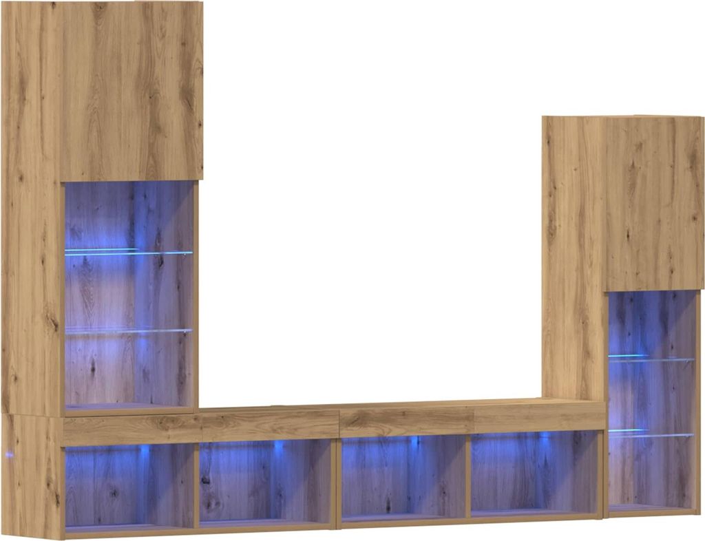 vidaXL TV-Schränk 4 pcs Artisan-Eiche Holzwerkstoff