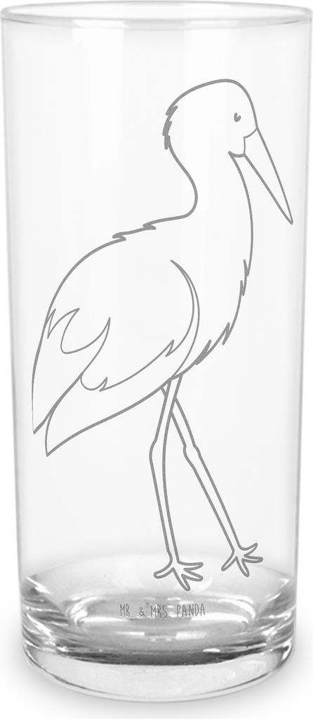 Mr. & Mrs. Panda Tumbler Storch 400 ml - Transparent - Geschenk, Longdrinkglas, Trinkglas, Geburt, Mütter, Wasserglas, Schwanger, Lustige Sprüche...