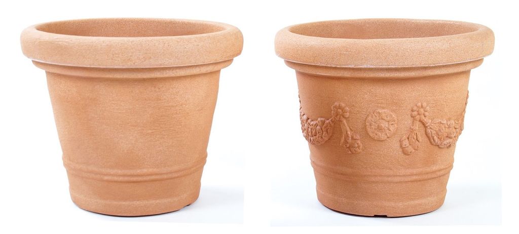 Pflanztopf Terrakotta 35x29cm Blumenkübel Blumentopf Pflanzkübel Übertopf Garten, Motiv: