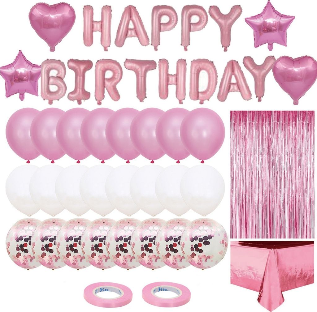 Geburtstagsdeko Set In Lila, Rosa & Grün - Boho Pastell Deko Mit Girlanden Für Mädchen