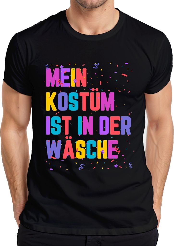 Karneval Fasching Kostüm in der Wäsche Lustig Geschenk Konfetti Herren T-Shirt, Schwarz, XXL