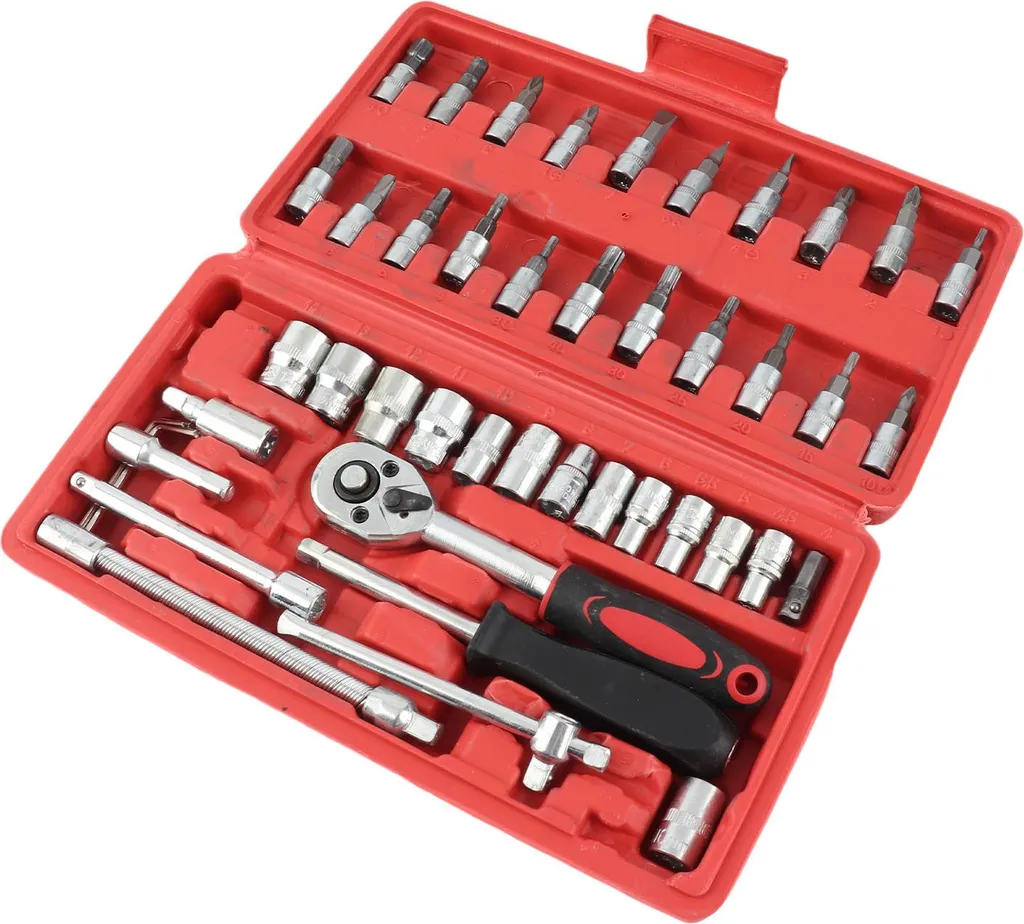 Set de Tournevis à Cliquet Rouge 46 PCS, Surface Polie - Outils Pro