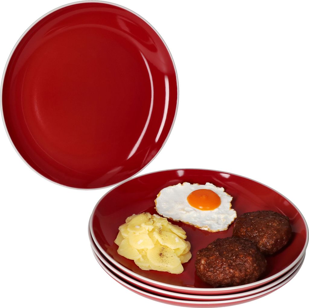 4er Set Linus rot Speiseteller Essteller Grill-Platte Produktbild 1