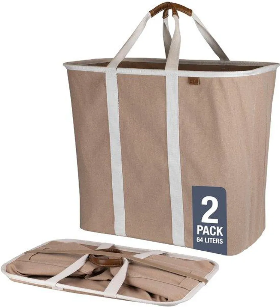 Coffre à linge moka XL : fini le désordre avec sac amovible et couvercle