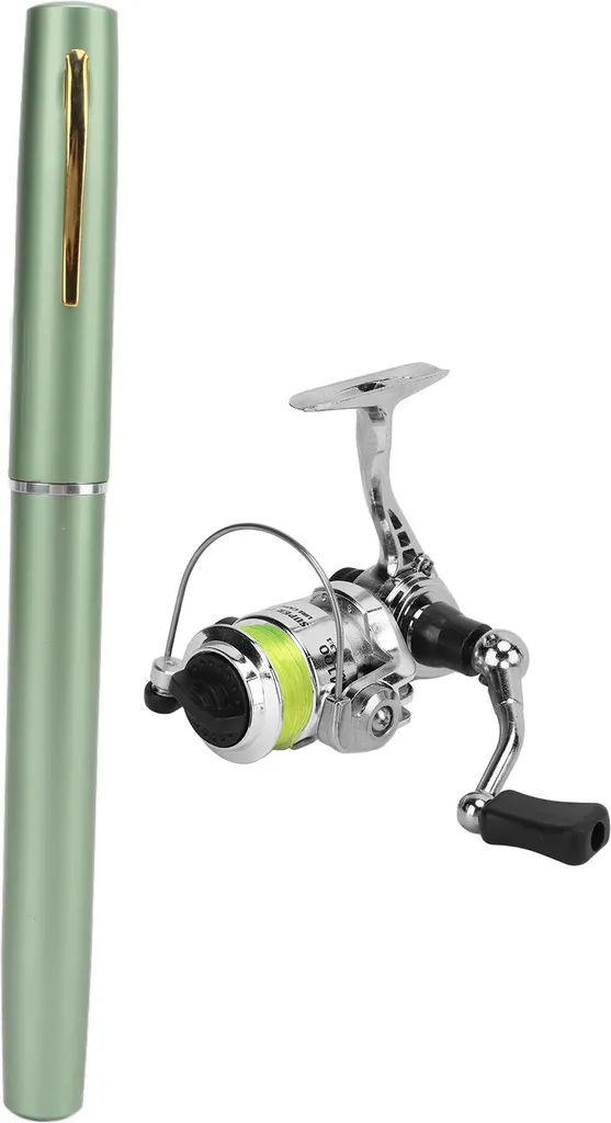 Canne à pêche de poche pour randonnée verte avec mini moulinet