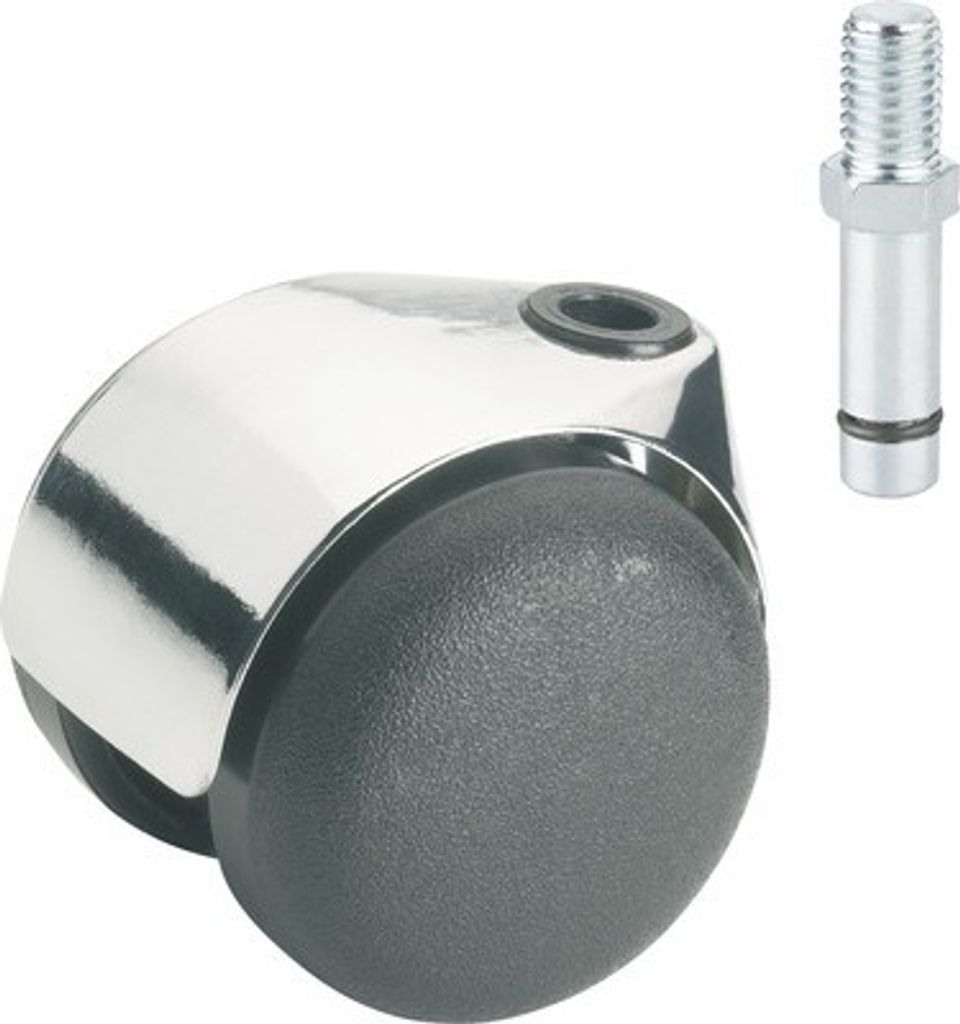 Tarrox Doppelrolle für normale Böden Kunststoff schwarz bis 40 kg, EN 12529 mit M10 Stift/Gewinde