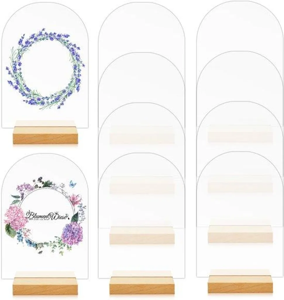 Porte-carte en Bois et Acrylique Courbé pour Numéro de Table Mariage