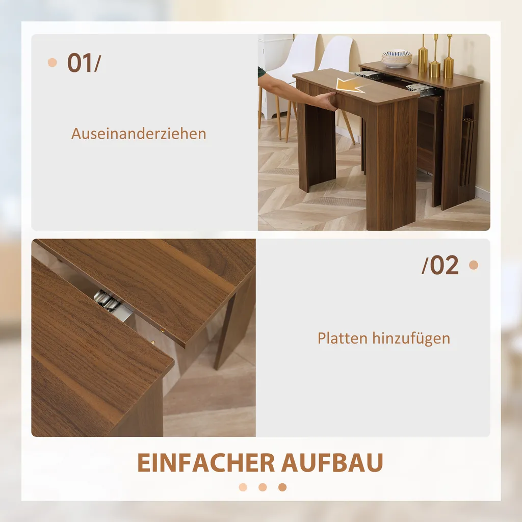Table pliable de cuisine extensible gain de place design moderne marron - 5