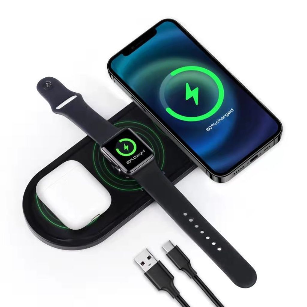 ANTCOOL Drei-in-Eins-Kabelloses Aufladen für das kabellose Aufladen der Headset-Halterung von Apple-Handys