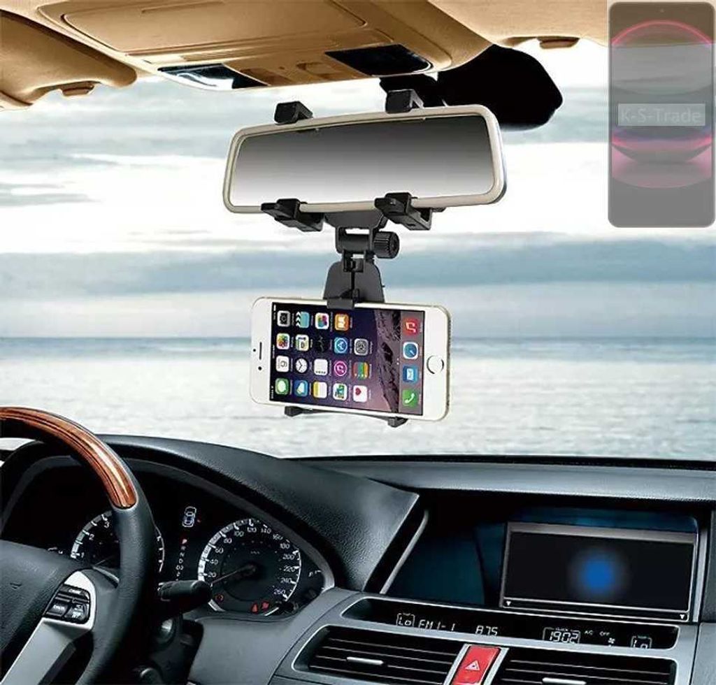 K-S-Trade Smartphone Halterung kompatibel mit Sharp Aquos R8s Pro Rückspiegel Halterung schwarz Auto Halterung KFZ Halter