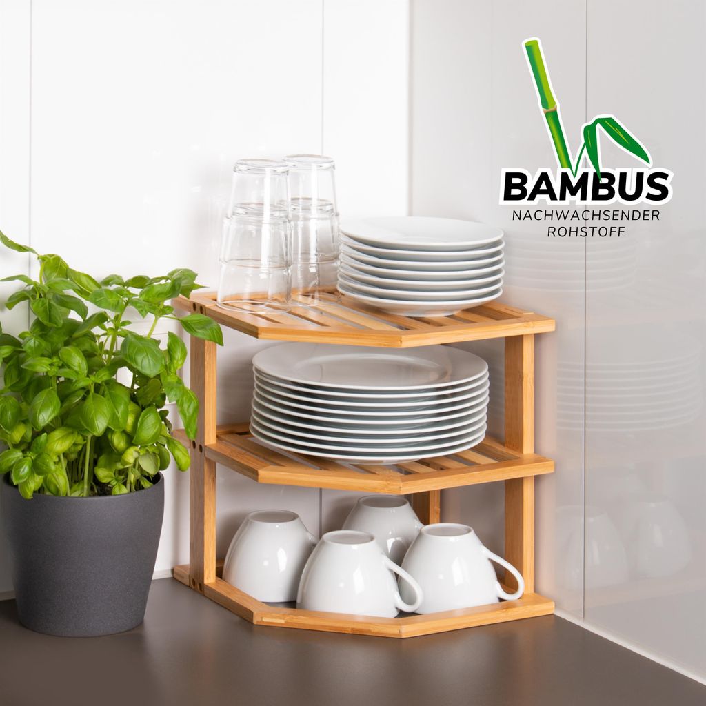 Bremermann Mensola A 2 Livelli In Vetro E Acciaio Per Armadio O Cucina – Inserti Organizer 28x32 Cm, Nero, Facile Montaggio