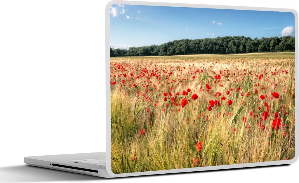MuchoWow Laptop Aufkleber Sticker Cover Wilde Mohnblumen auf einem großen Feld 40x30 cm - Laptop Dekoration - Selbstklebend
