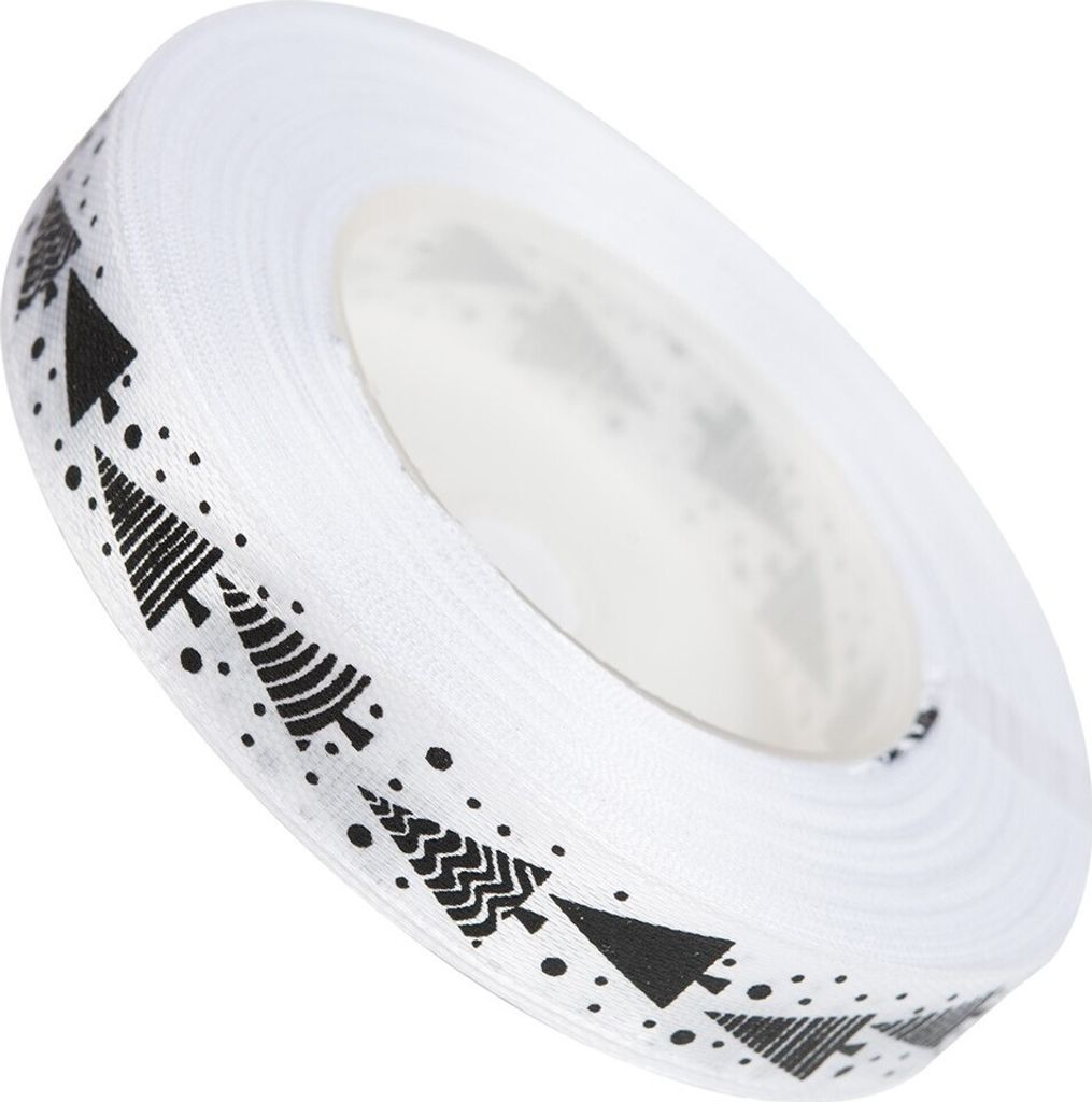 Dekolo Satinband mit perfekt für Geschenkverpackungen und satin deko Weihnachtsbaum 12mm Weiß