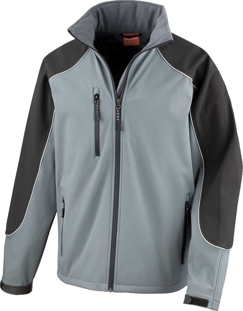 WORK-GUARD by Result - "Ice Fell" Softshelljacke mit Kapuze für Herren/Damen Uni RW10114 (XL) (Grau/Schwarz)