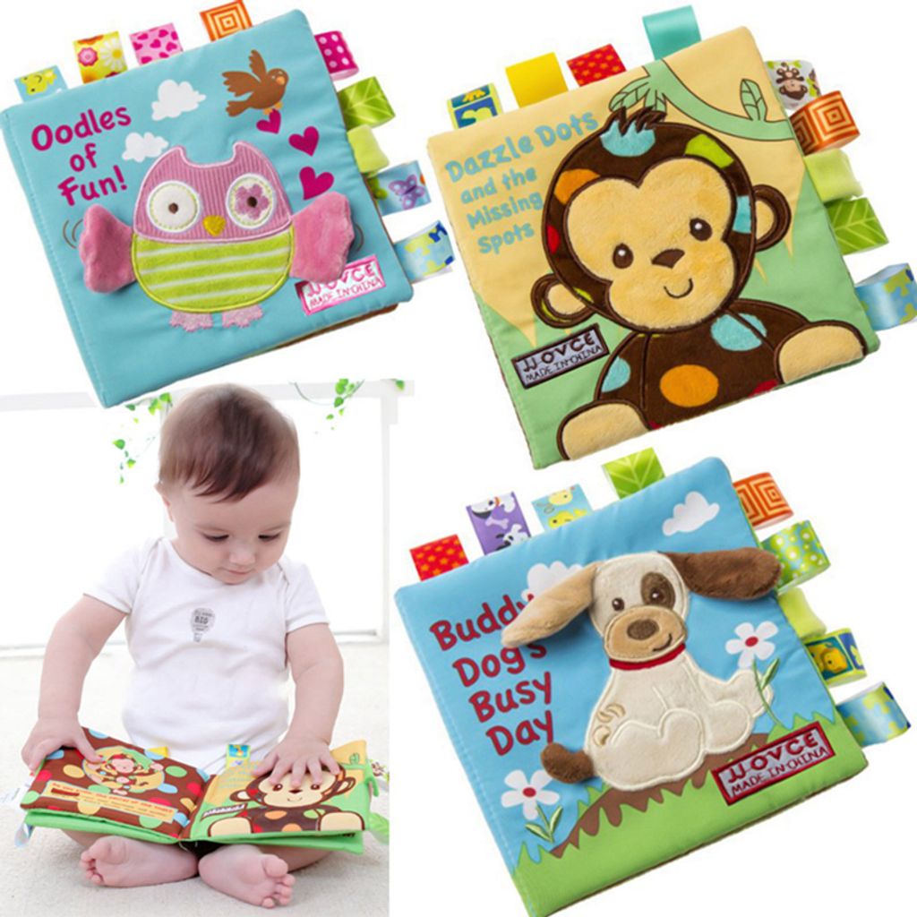 6 Stück Stoffbuch für Babys Weich Bilderbuch Kinder Bücher Farbenfroh, 