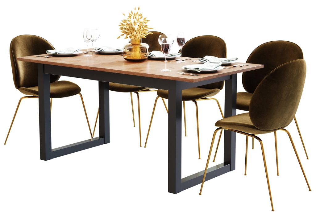 Esstisch Wildeiche Anthrazit 120 cm, Ansicht