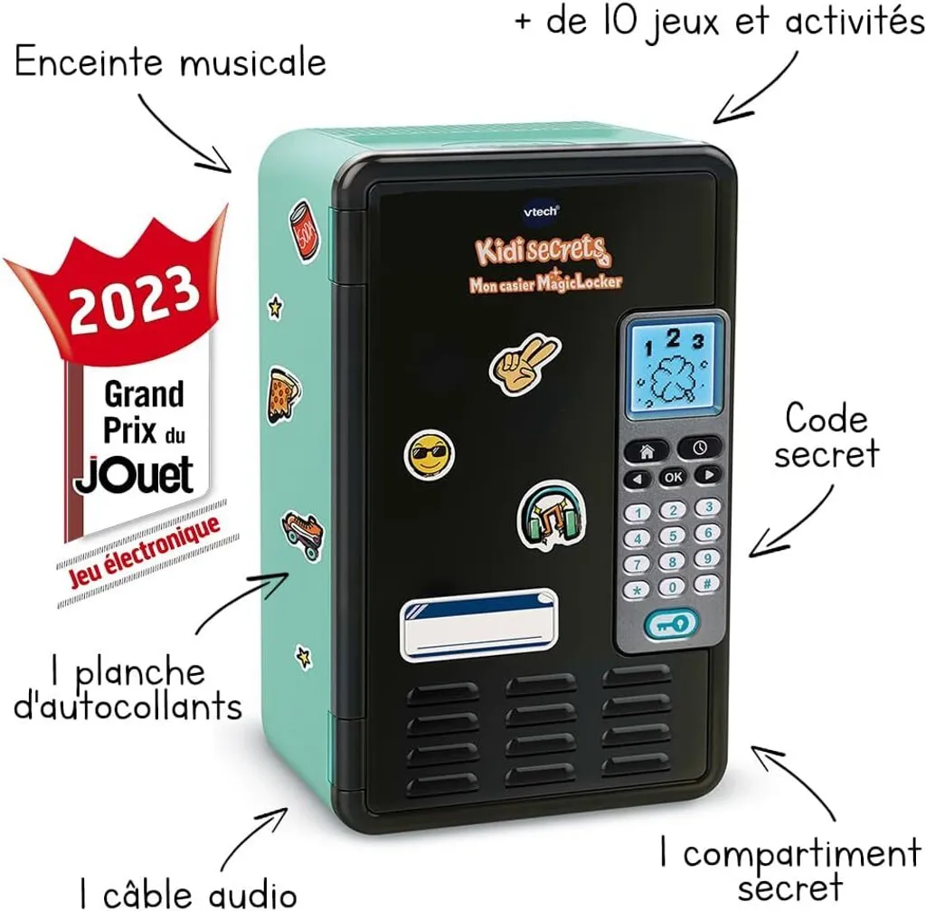 VTech KidiSecrets MagicLocker Noir Vert - Casier secret avec code enfant