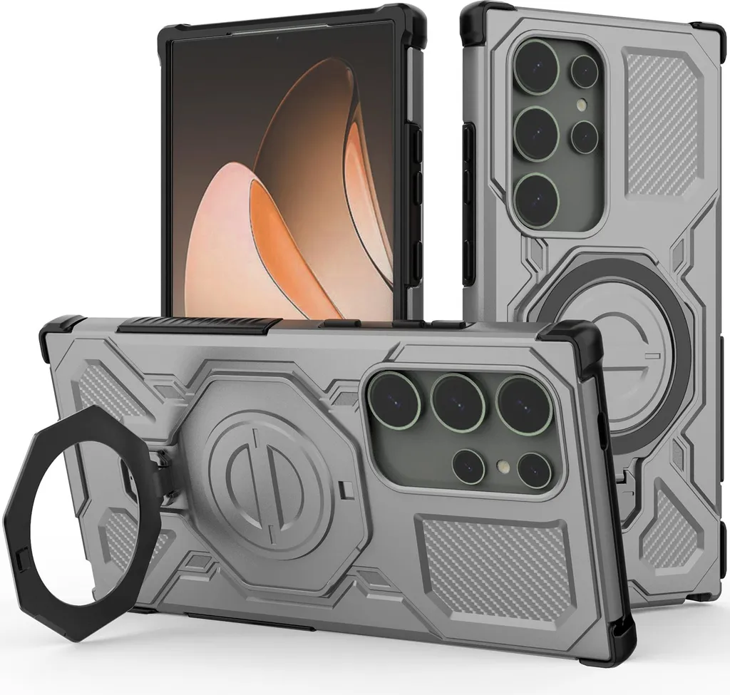 Cover Professionale Samsung S24 Ultra Grigio con Supporto Magnetico - 8