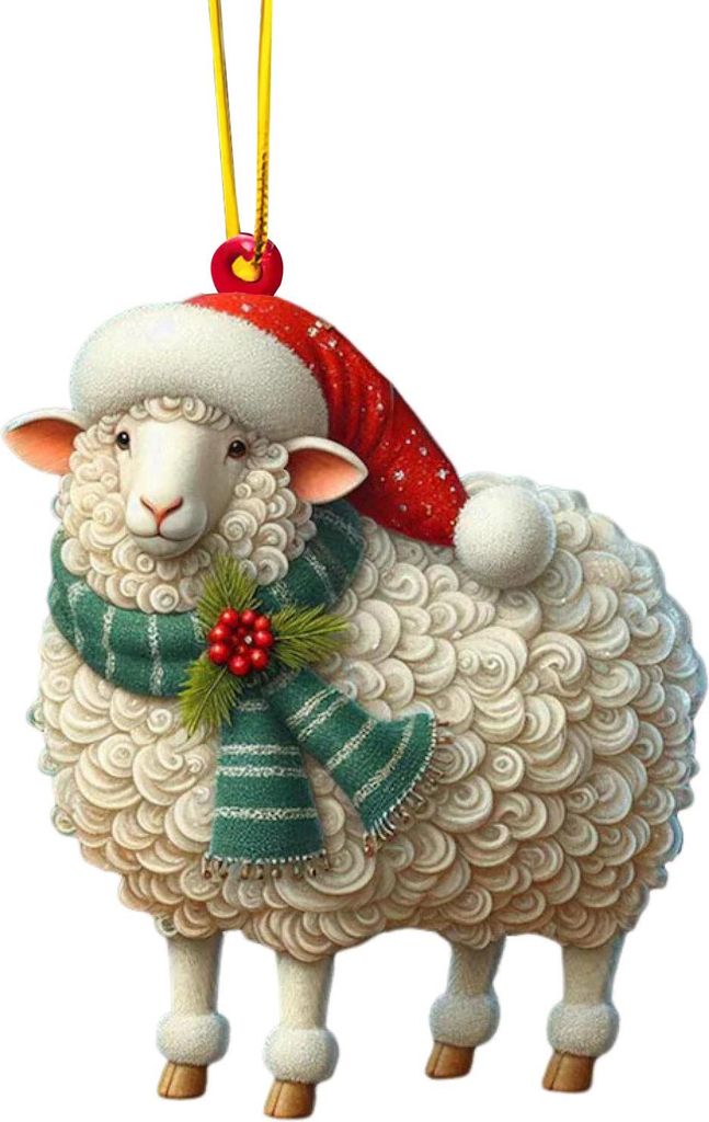 2D-Acryl-Weihnachtsornament, niedlicher flacher Eisbär/Oktopus/Papagei, Tieranhänger für den Auto-Rückspiegel, Auto-Innenausstattung für Fenst...