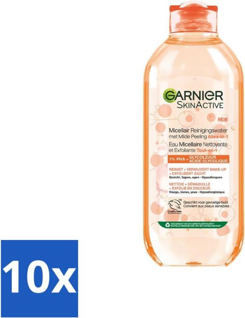 Garnier - SkinActive - Mizellen Reinigungswasser - Mildes Peeling - All-in-1 - 400 ml - Vorteilspack - 10 Stücke