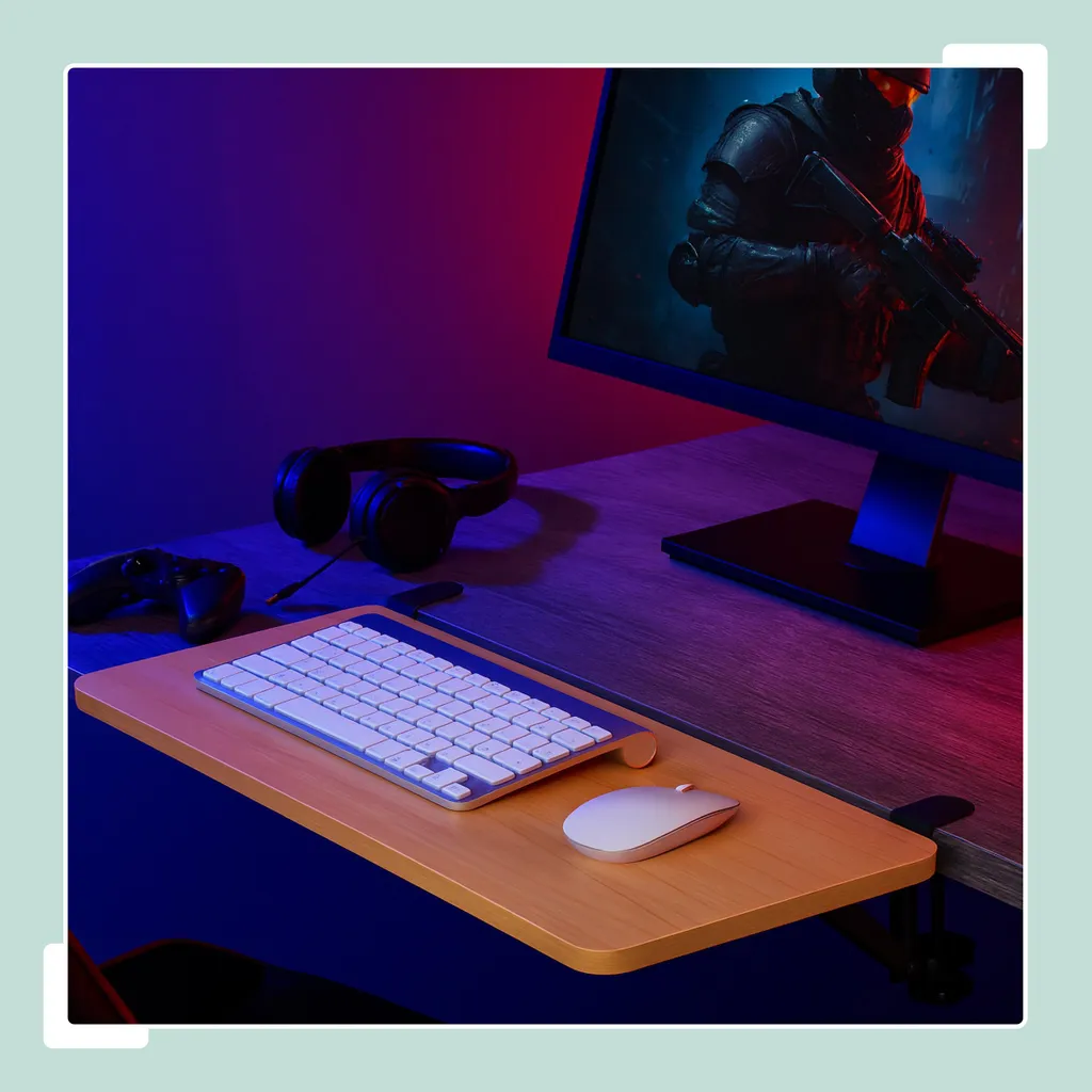 Support de Clavier Ergonomique et Rallonge de Bureau Grise Amovible - 3
