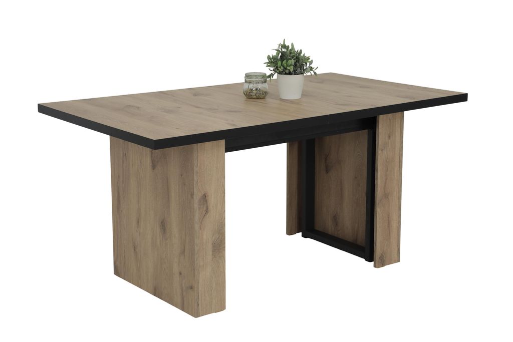 Hela Tische, Kulissentisch Esstisch Anni, Nachbildung Eiche/Viking Oak, 4fach ausziehbar, Metall-Kufengestell, Melaminbeschichtung, Maß 160-320cm