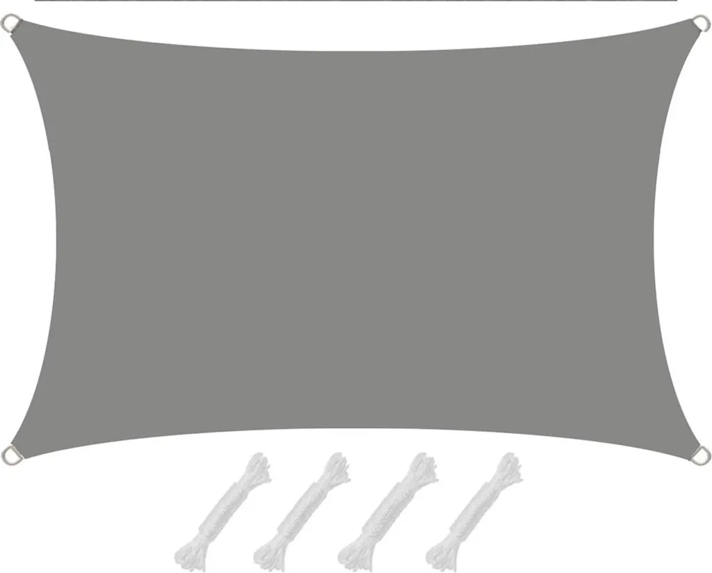 Voile d'ombrage imperméable 1x2 m gris avec écran solaire anti-UV à 98%