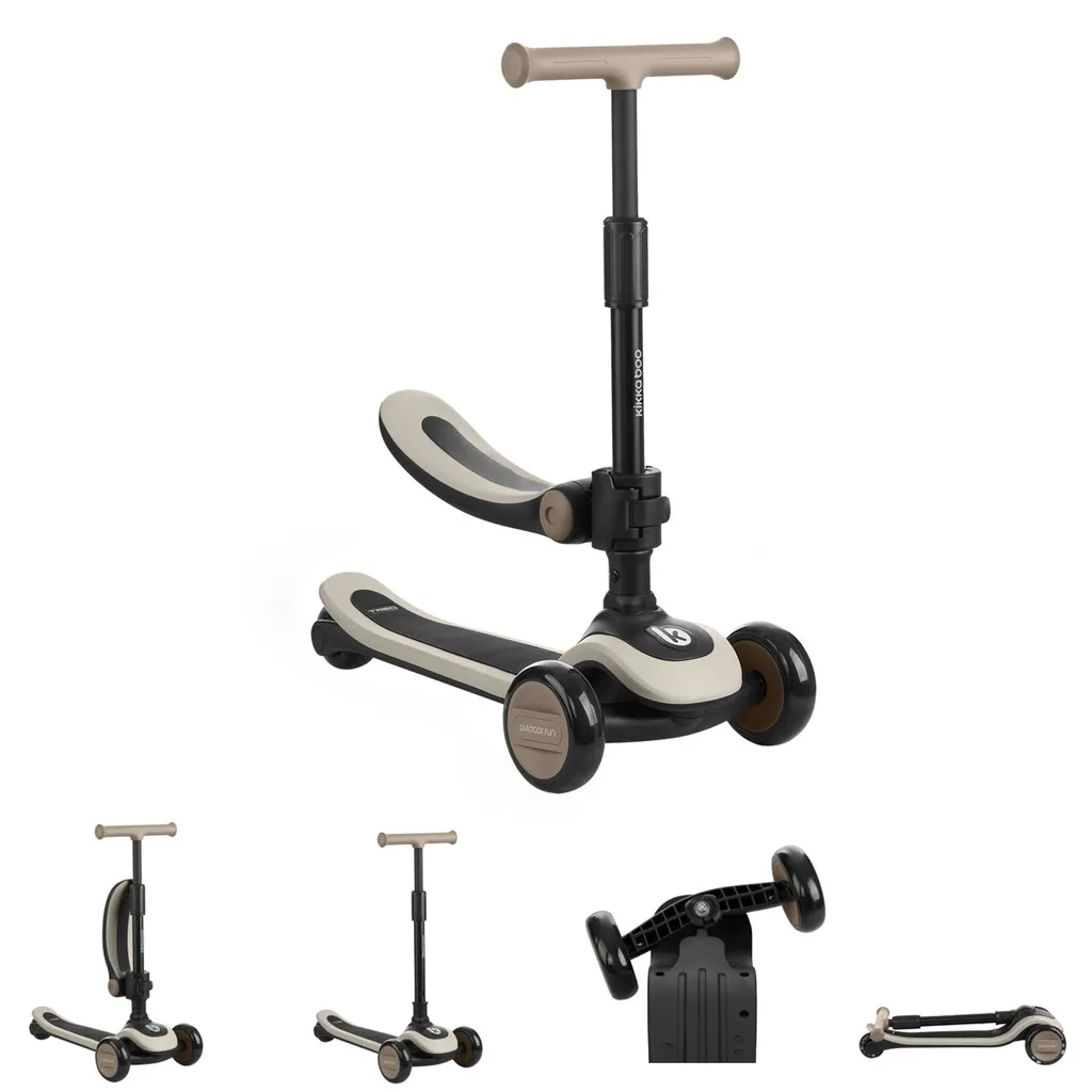 Trottinette de Voyage Enfant 2 en 1 Treo Kikkaboo Beige Pliable et Légère