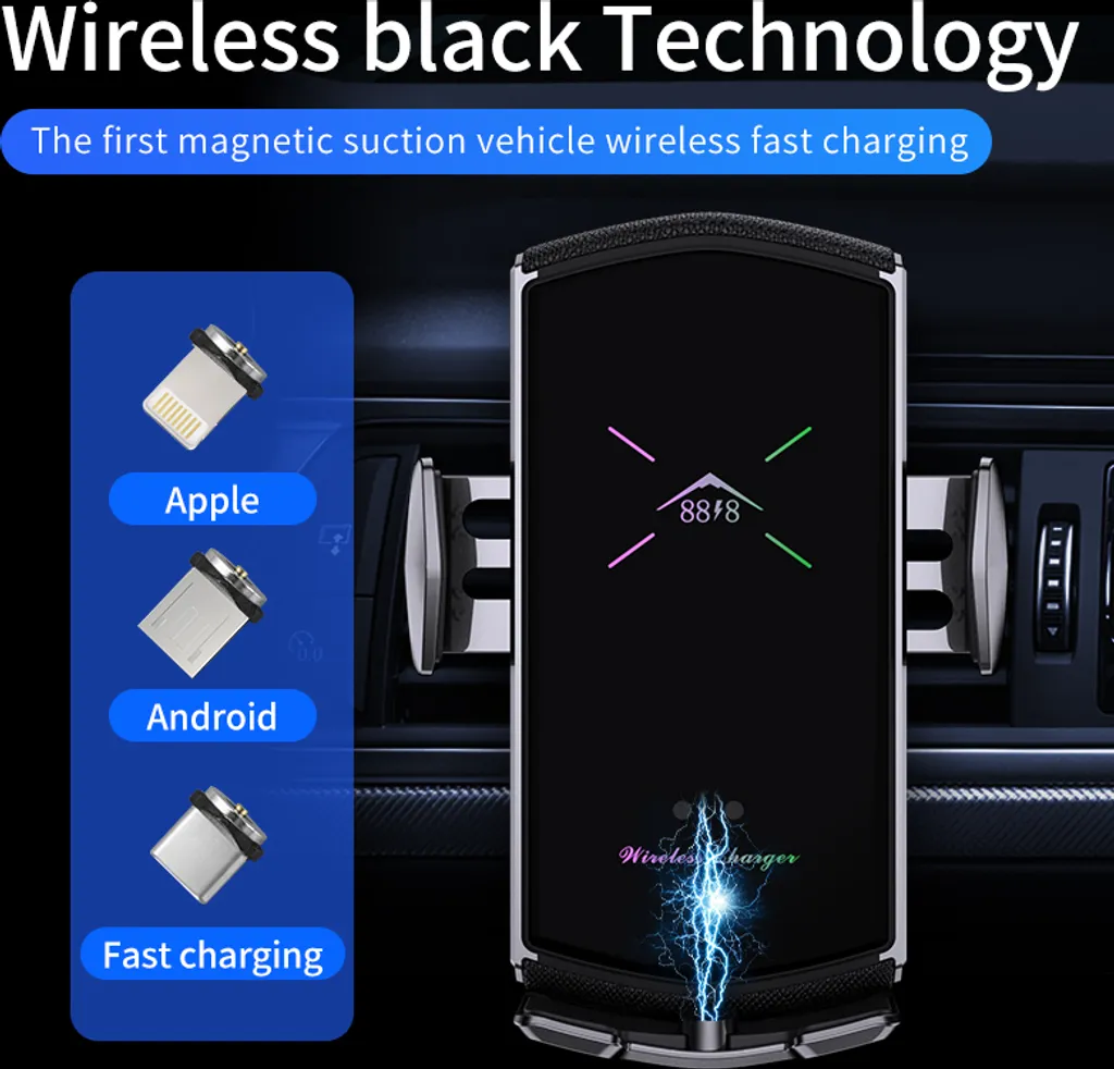 Supporto Auto Magnetico E6: Ricarica Wireless Veloce e Sicura 15W - 3