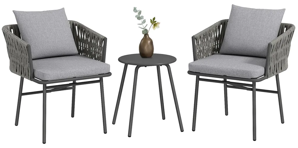 Salon de jardin 2 personnes en résine tressée avec table basse de café