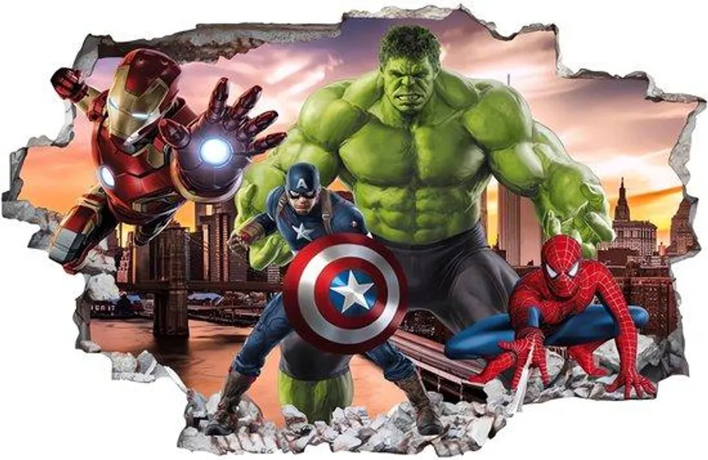 Déco murale chambre enfant super-héros stickers 3D pour un cadeau idéal