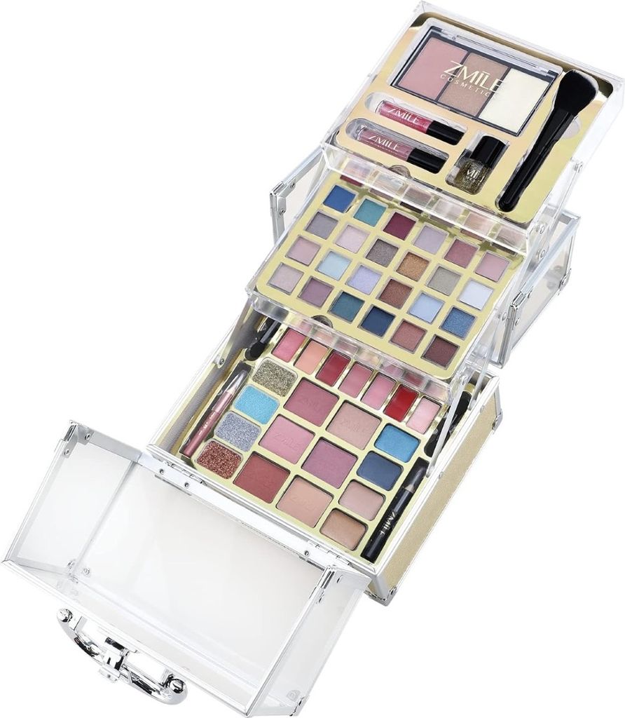 ZMILE COSMETICS Glam Transparent Cosmetic Case Vegan Cosmetics with Make-Up Set for On The Go Traveling and as a Gift
