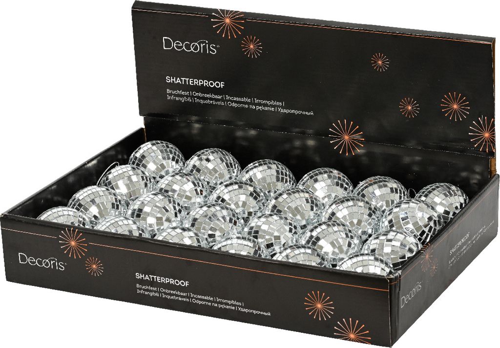 Weihnachtskugel Disco Silberfarben mit Spiegelplättchen Ø 6 Produktbild 3