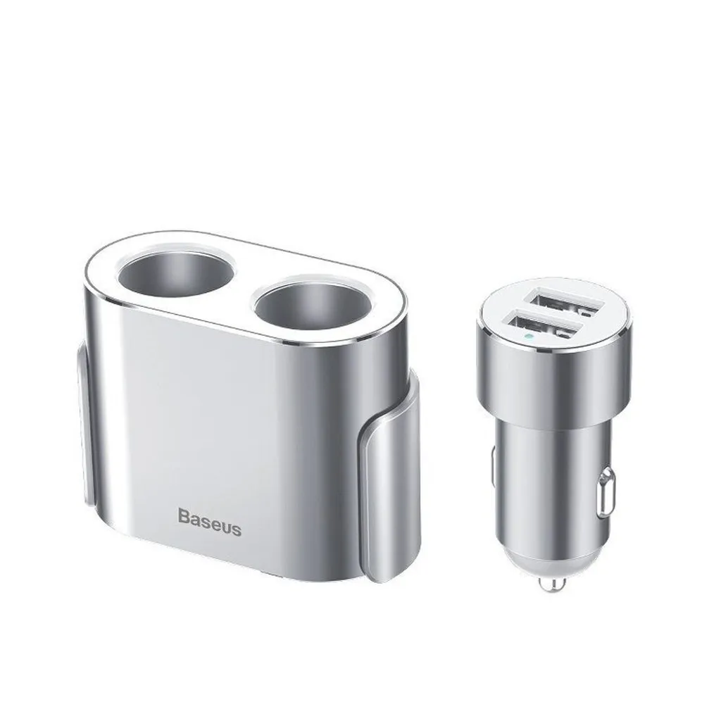 Baseus Caricatore Auto 80W CRDYQ-0S: 2x USB + 2x Accendisigari Argento