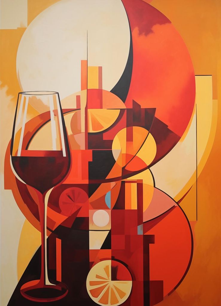 Plakat 20,5x28,4cm Abendliches Grübeln bei Wein