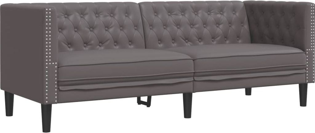 Divano Chesterfield a 3 Posti Grigio in Pelle finta Immagine del prodotto 