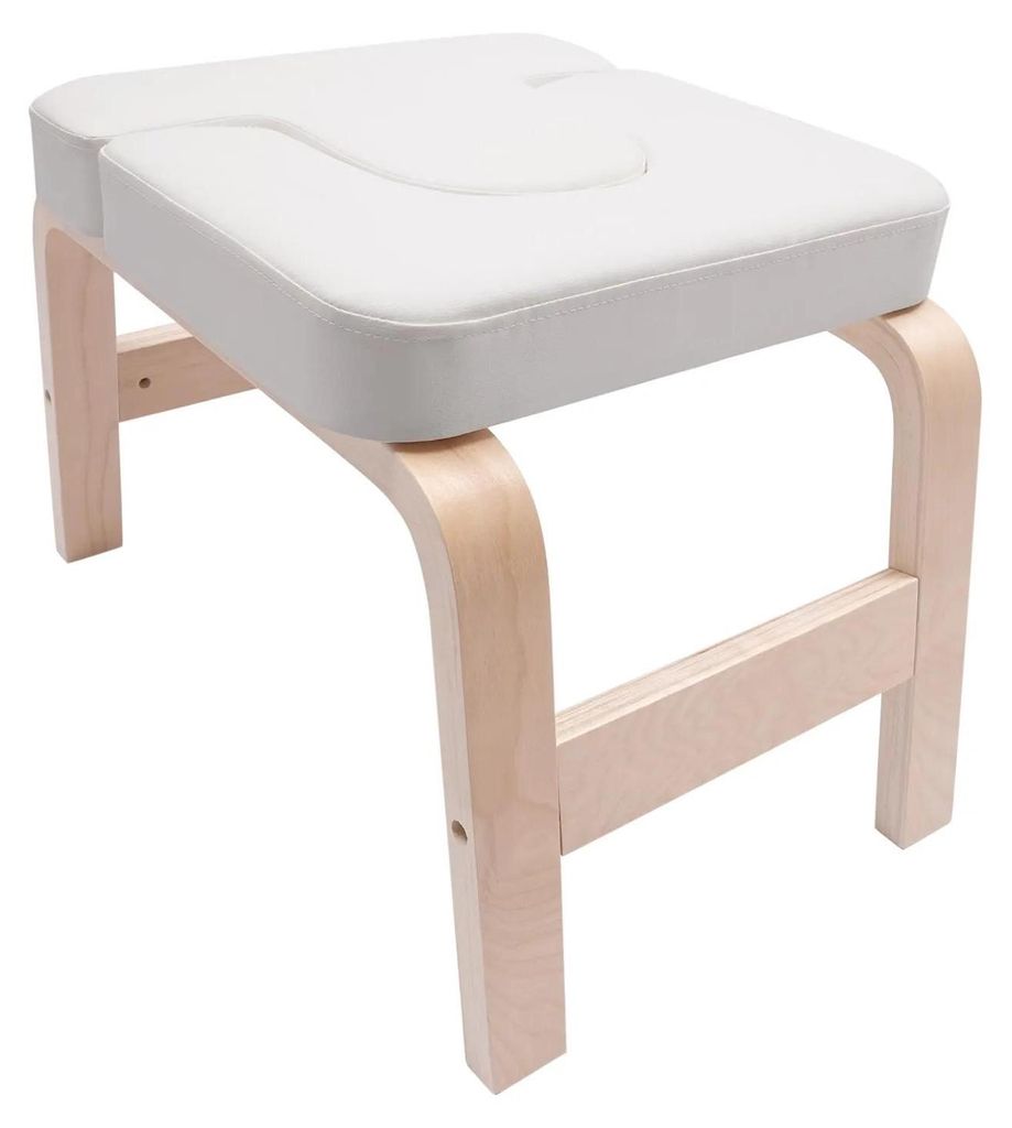 Yoga Kopfstandbank - Inversionshocker - Massivholz, PolyurethanPolsterung, Tragkraft 200 kg, Maße 64×36×40 cm - Weiß