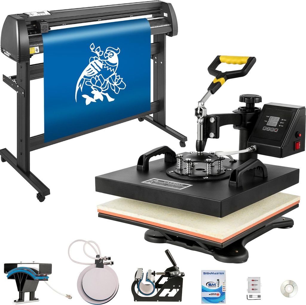 VEVOR 38x38cm Heißpresse maschine 5 In 1 Transferpresse hitzepressemaschine und 1350mm Vinyl Cutter Plotter Cutting Plotter Desktop Machine