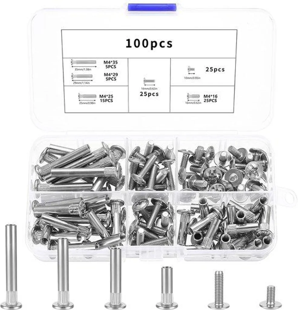 Vis M4 anti-jeu pour meubles de cuisine - Solution 100 pièces solide